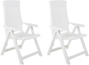Folding Adirondack Chairs,Adirondack,Directors Chairs,Patio Reclining Chairs 2 pcs Plastic Whitefor Gardens, patios, Balconies