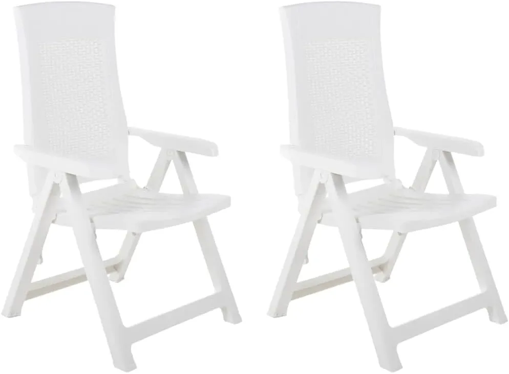 Folding Adirondack Chairs,Adirondack,Directors Chairs,Patio Reclining Chairs 2 pcs Plastic Whitefor Gardens, patios, Balconies