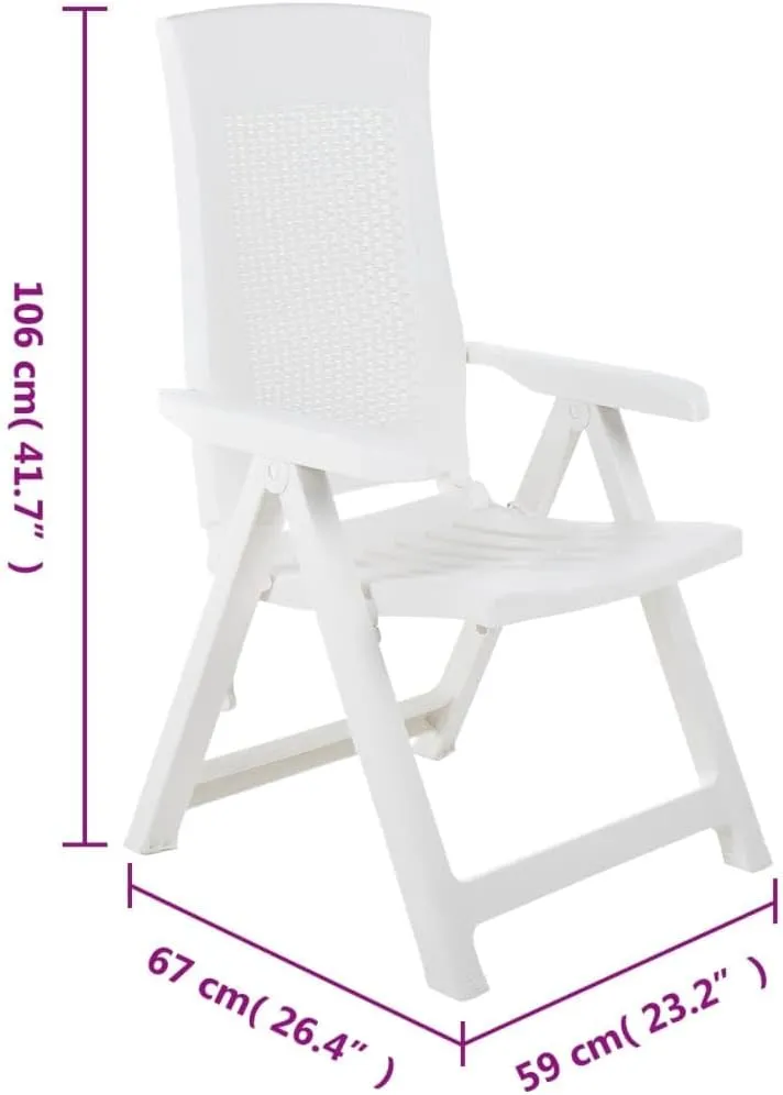 Folding Adirondack Chairs,Adirondack,Directors Chairs,Patio Reclining Chairs 2 pcs Plastic Whitefor Gardens, patios, Balconies