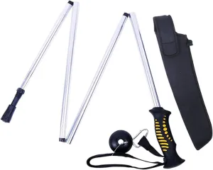 Folding Alumimum Alloy Wading Staff Light Weight Fly Fishing Stick Rod with Pouches Outdoor Hiking Fishing Accessories