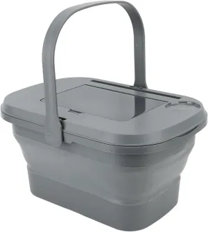 Folding Camping Storage Basket, Foldable Camping Basket with Table Storage Organizer Box, Portable Picnic Basket, Foldable Basket with Handle and Lids for Dishes Washing, Camping and Home(Gray)