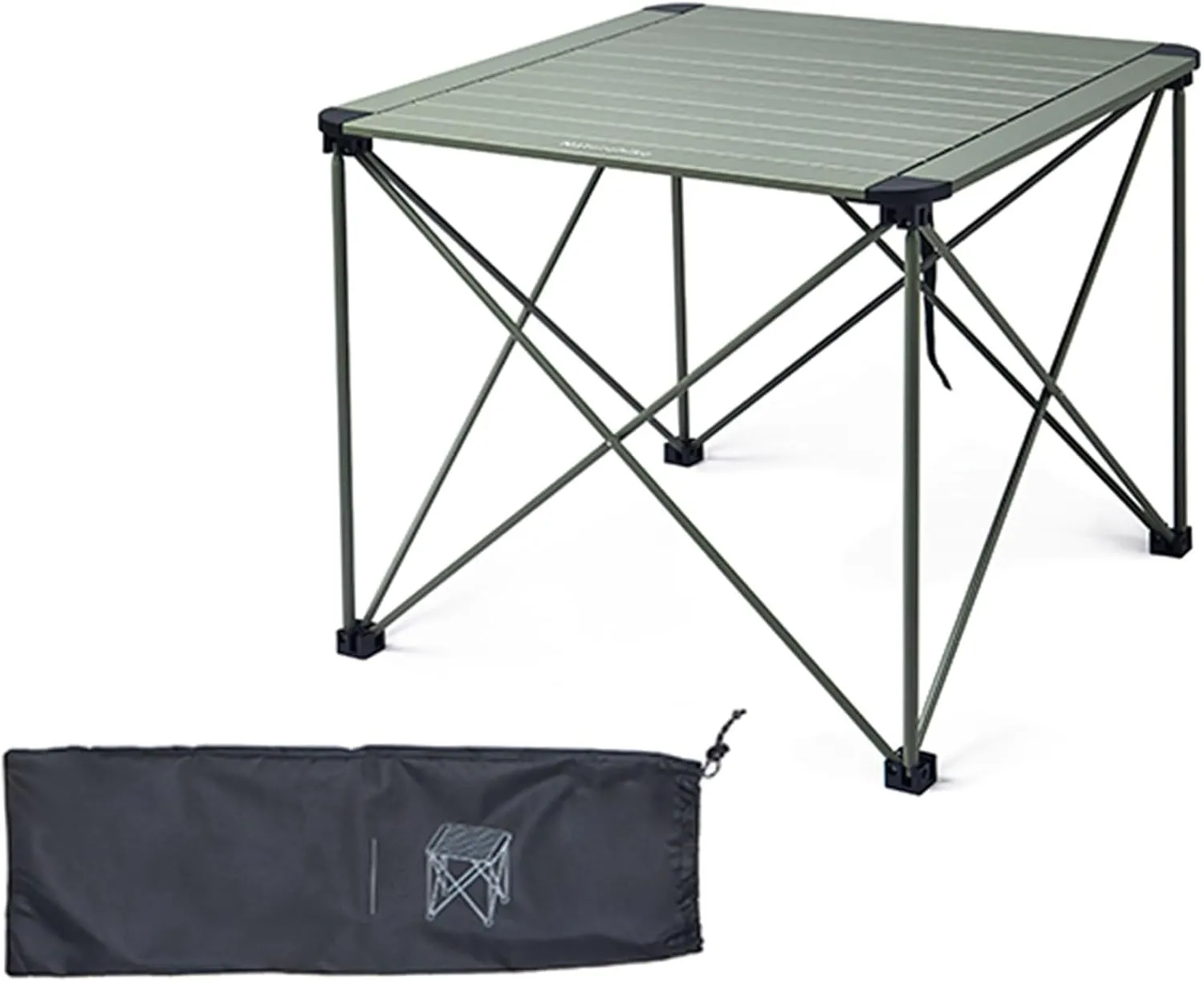 Folding Camping Table Portable Foldable for Storage with Storage Bag Small Foldable Table Aluminum Fold Up Camp Dining Table Load Capacity 100kg(Green,52.5 * 52.5 * 46CM)