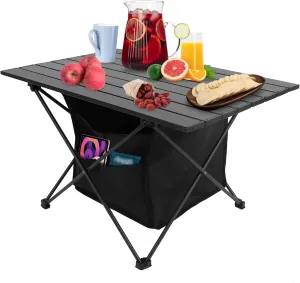 Folding Camping Table Portable Lightweight Carbon Steel Roll-up Picnic BBQ Desk with Carry Bag Heavy Duty for Outdoor Beach Backyard Party Patio Camping Hiking BBQ Picnic Fishing(L)