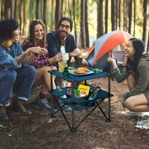 Folding Camping Table,Beach Tables for Sand Foldable,Camp Table,Comes with 4 Cup Holders and Storage Bags,Quick Unfolding and Folding，Suitable for Camping