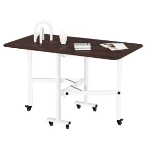 Folding Dining Table, Drop Leaf Dining Table,  Foldable Expandable Table, Solid Wooden Foldable Kitchen Table6 Wheels (Bro