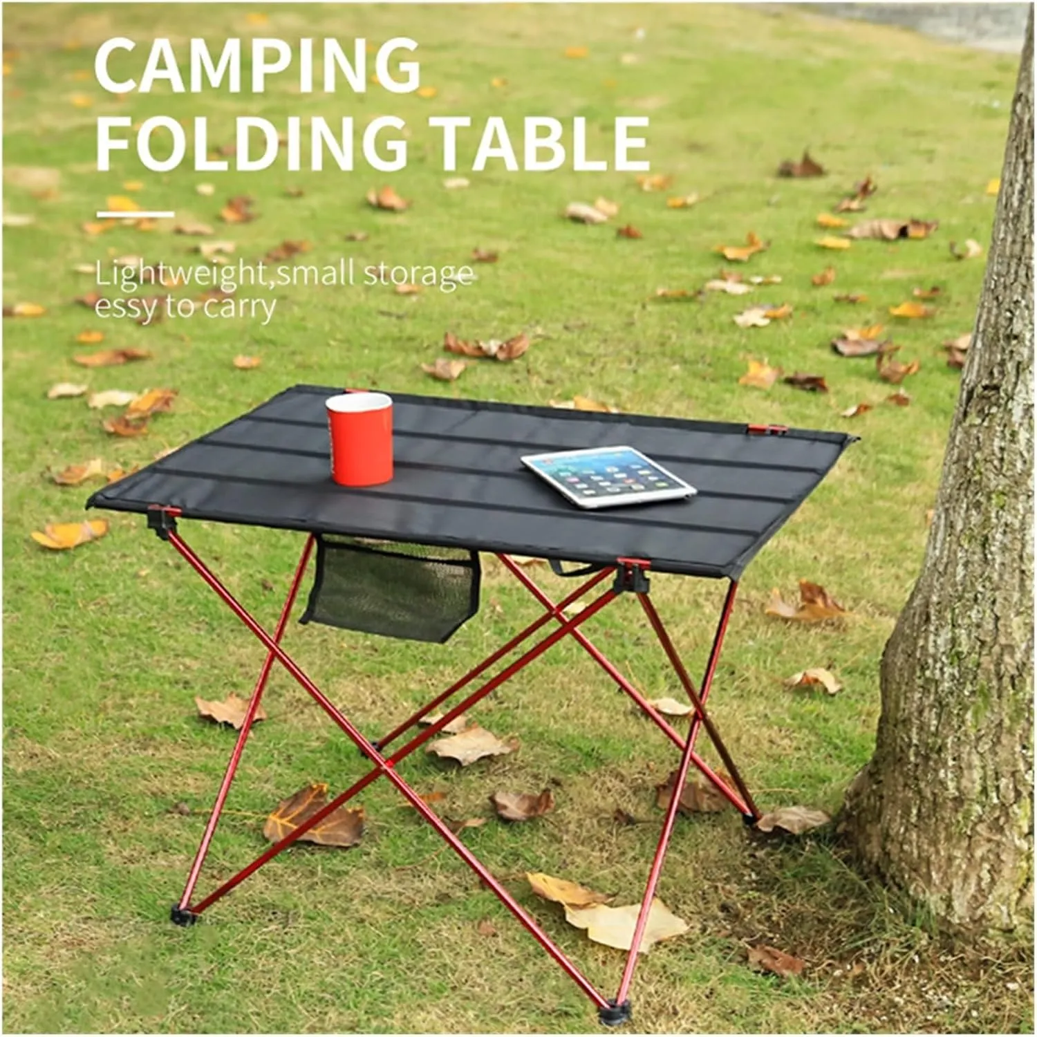 Folding Dining Table Ultralight Beach Aluminium Hiking Climbing Fishing Picnic Folding Tables Outdoor Travel Foldable Table Portable Camping Desk (Color : S-Red)