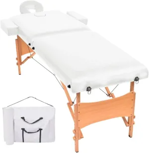 Folding Massage Table with Adjustable Headrest and Armrests, Portable Design for Home or Professional Use, White