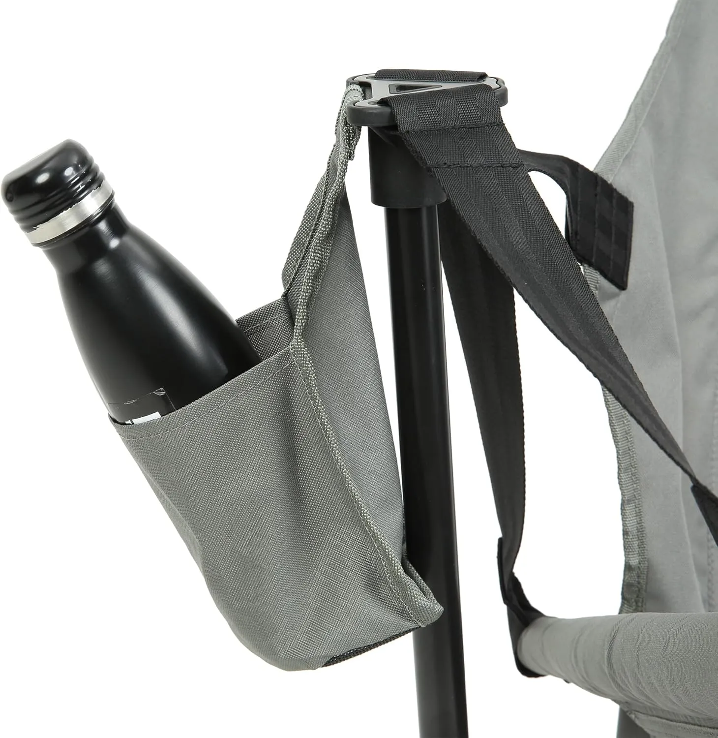 Folding Portable Rocking Hammock Camping Chair with Adjustable Back and Cup Holder, for Outdoor Travel, Grey (2pcs)