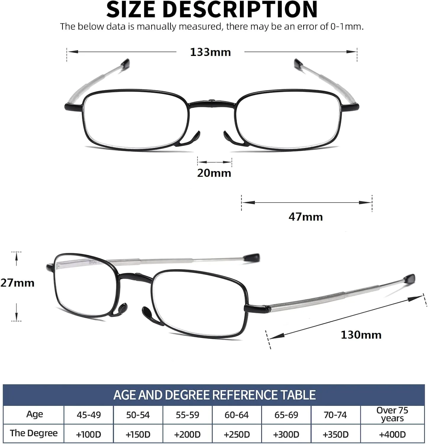Folding Reading Glasses for Men Women, Keychain Compact Readers Blue Light Portable Pocket Eyeglasses