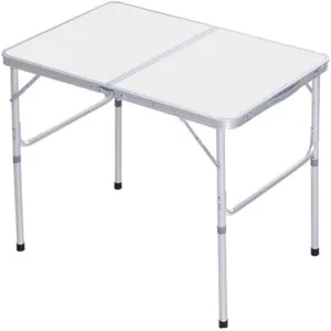Folding Table 90×60Cm Outdoor, Portable Household Dining Table and Chair, Outdoor, Camping Barbecue Table with Aluminum Stool(White,Without Aluminum Stool)