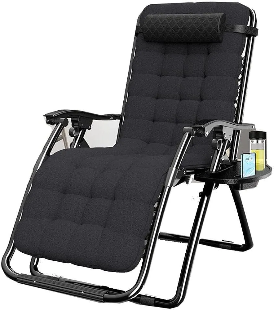 Folding Zero Gravity Recliner Chair, Adjustable Sun Lounger with Headrest, Portable & Lightweight, for Garden, Beach, Pool, Office, Camping, 150kg Capacity