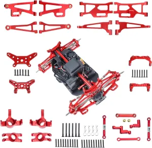 for MJX Hyper Go H14BM Upgrade Parts 14210 14209 Jetwood 1/14 RC Car Metal Upgrade Parts, for Hype Go 1/14 Upgrade Parts Aluminum Full Parts 22PCS Red