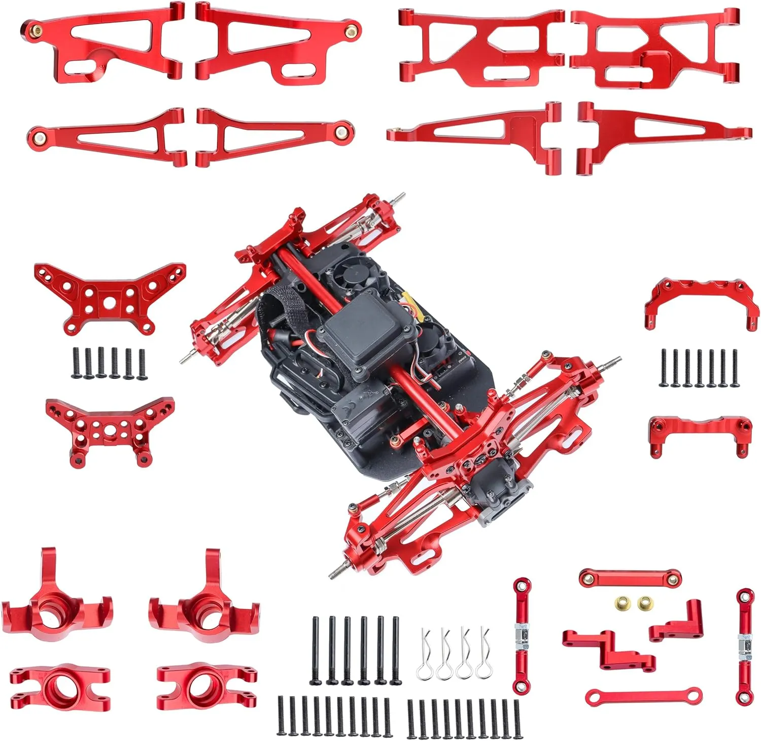 for MJX Hyper Go H14BM Upgrade Parts 14210 14209 Jetwood 1/14 RC Car Metal Upgrade Parts, for Hype Go 1/14 Upgrade Parts Aluminum Full Parts 22PCS Red