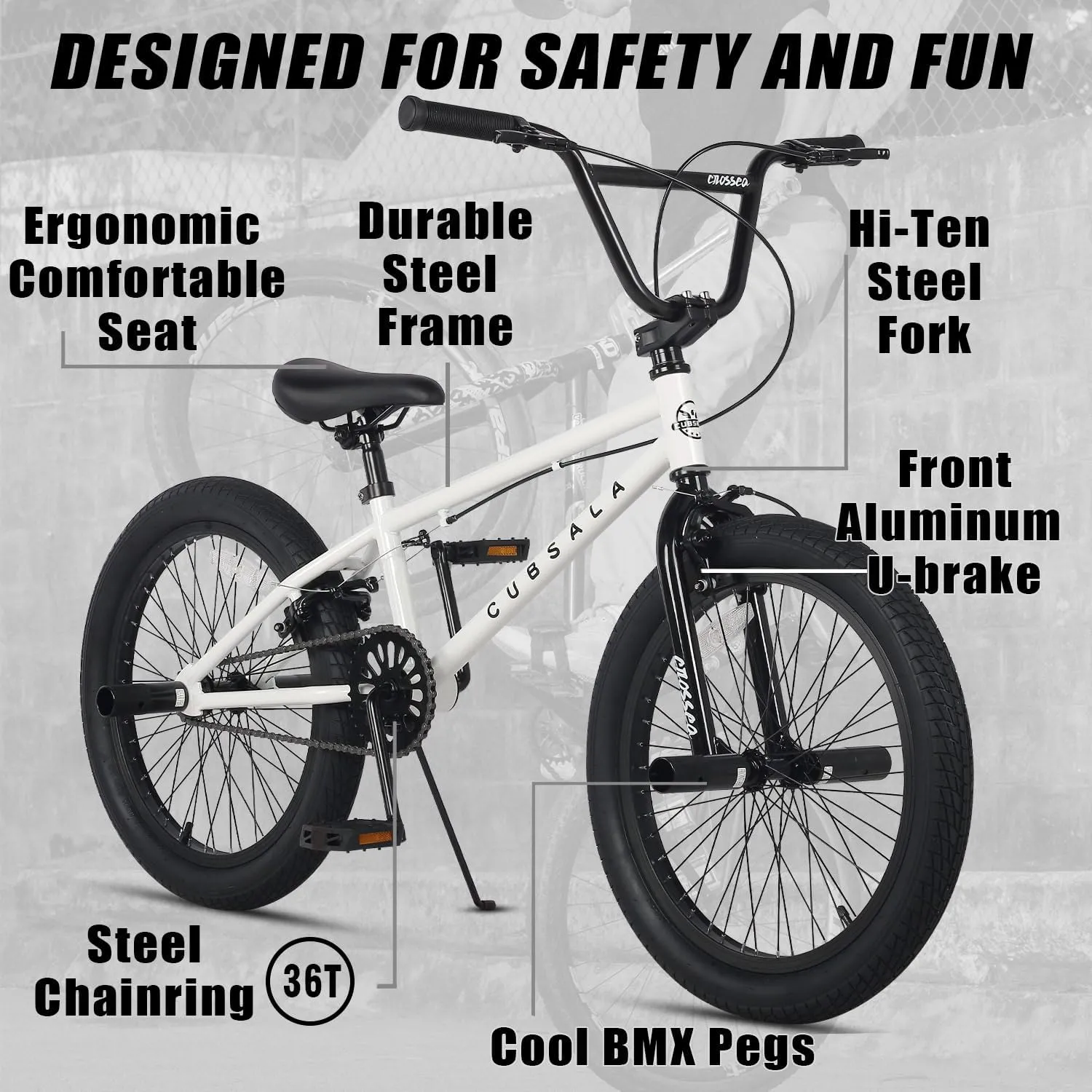 Freestyle BMX Bike, 18 20 Inch Kids Bicycle for 5-13 Years Old Kids and Beginner Level Rider, Multiple Colors