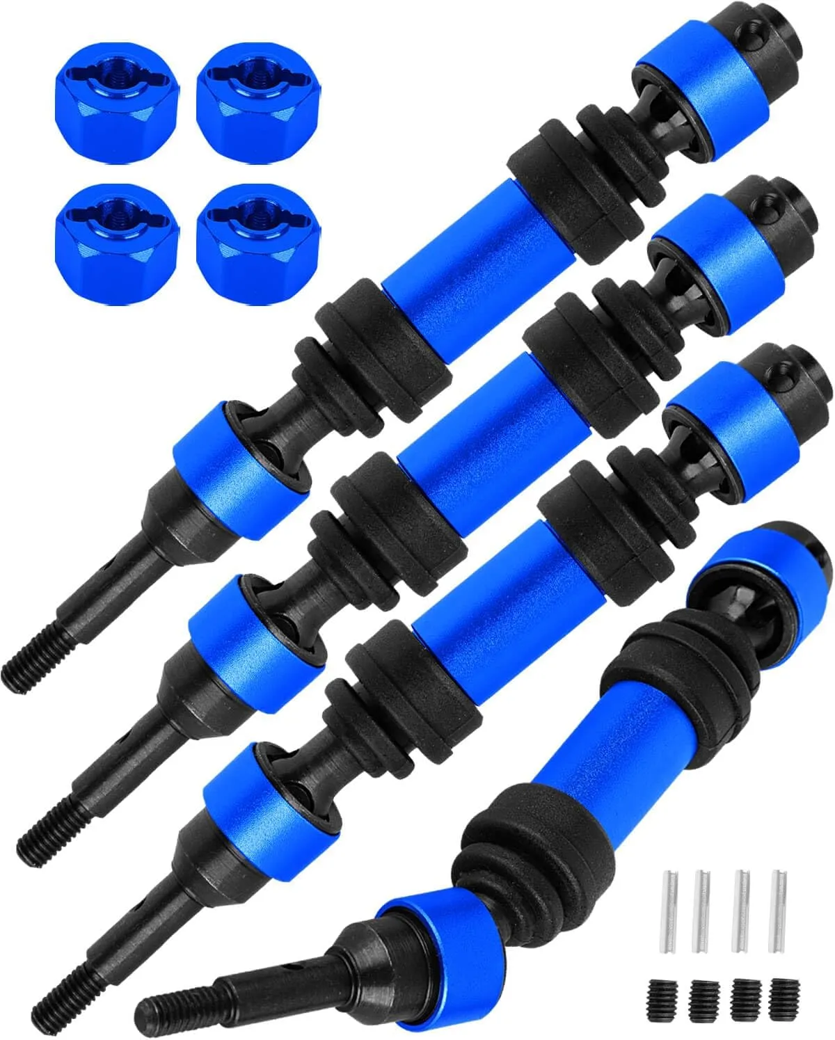 Front Rear Driveshaft Axles Upgrades Part for 1/16 Mini Maxx 4WD RTR Brushless Monster Truck (#107154-1),RC Aluminum Drive Shaft CVD with Hex,Replace Part #10750,Navy Blue