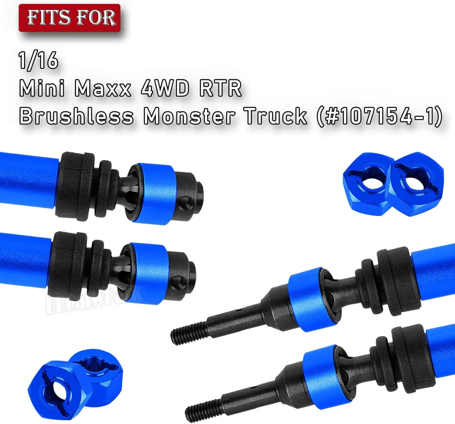 Front Rear Driveshaft Axles Upgrades Part for 1/16 Mini Maxx 4WD RTR Brushless Monster Truck (#107154-1),RC Aluminum Drive Shaft CVD with Hex,Replace Part #10750,Navy Blue