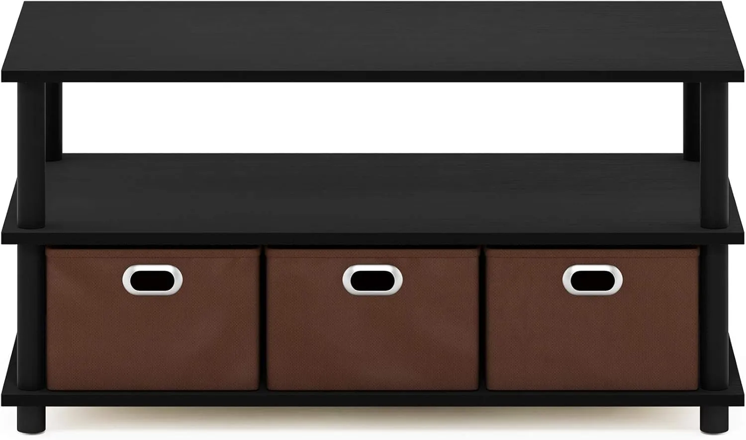 FURINNO Turn-N-Tube Coffee Table, 31.22D x 15.5W x 15.8H in, Black Oak/Black/Brown