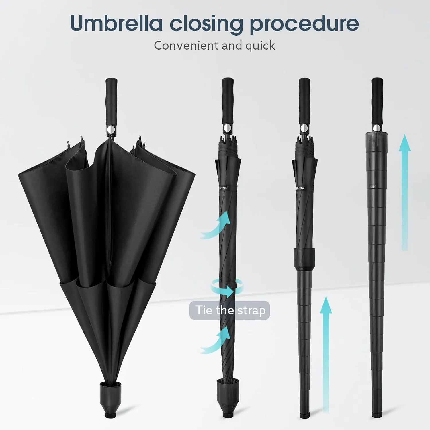 G4Free 62 Inch Umbrella with Telescopic Sleeve Waterproof Large Golf Windproof Rain Umbrellas Non-Drip Oversize Stick Umbrella Heavy Duty Men Transparent Cover