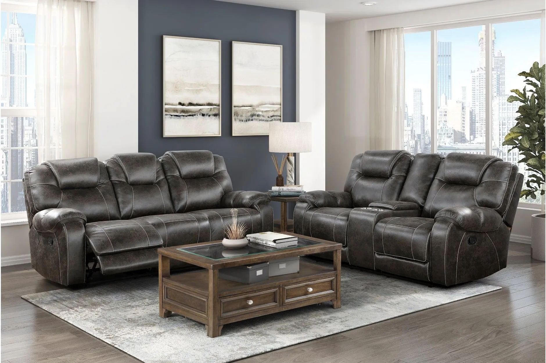 Gainesville Choclate Hued Reclining Set