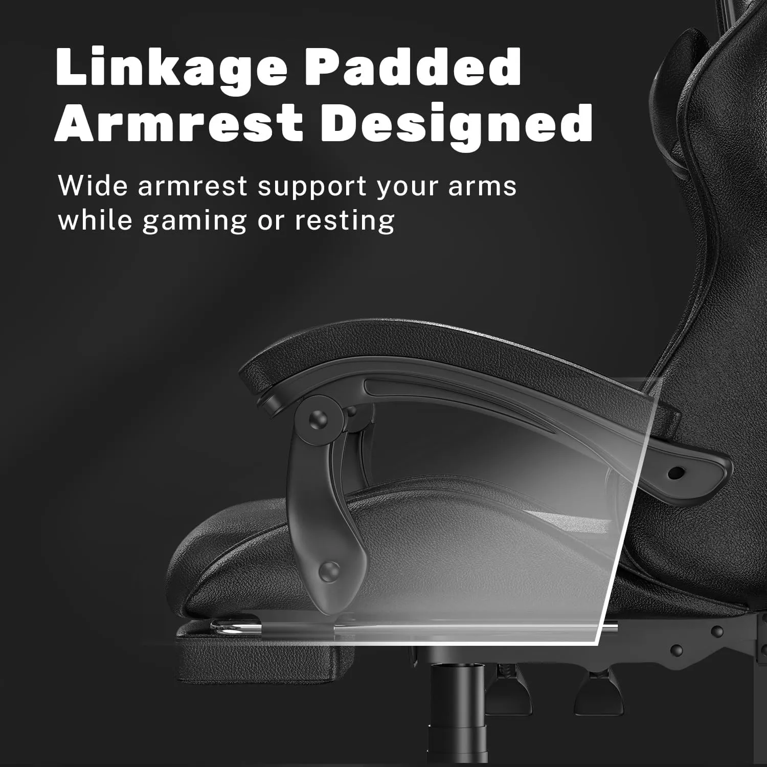 Gaming Chair with Footrest, High Back Ergonomic Computer Gamer Chair with Headrest and Lumbar Support, Racing Style Reclining Game Chair for Adults, Kids (Dark Black)