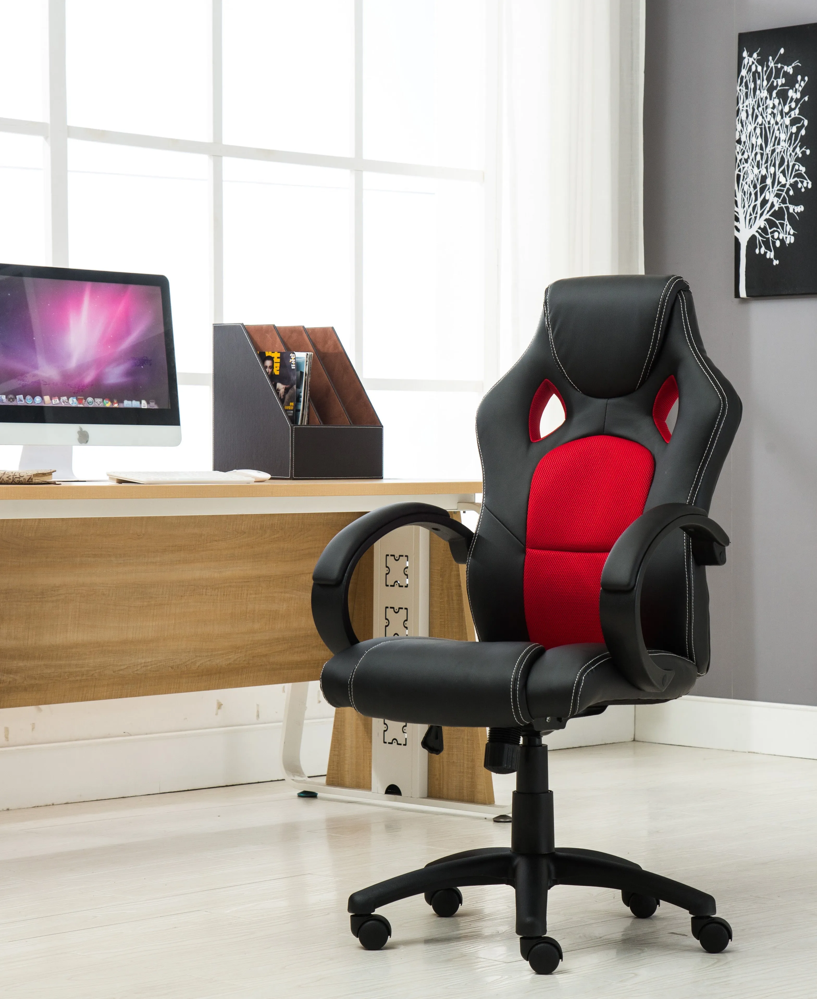 Gaming Tilt Swivel High back Leather Office Executive Chair - Red