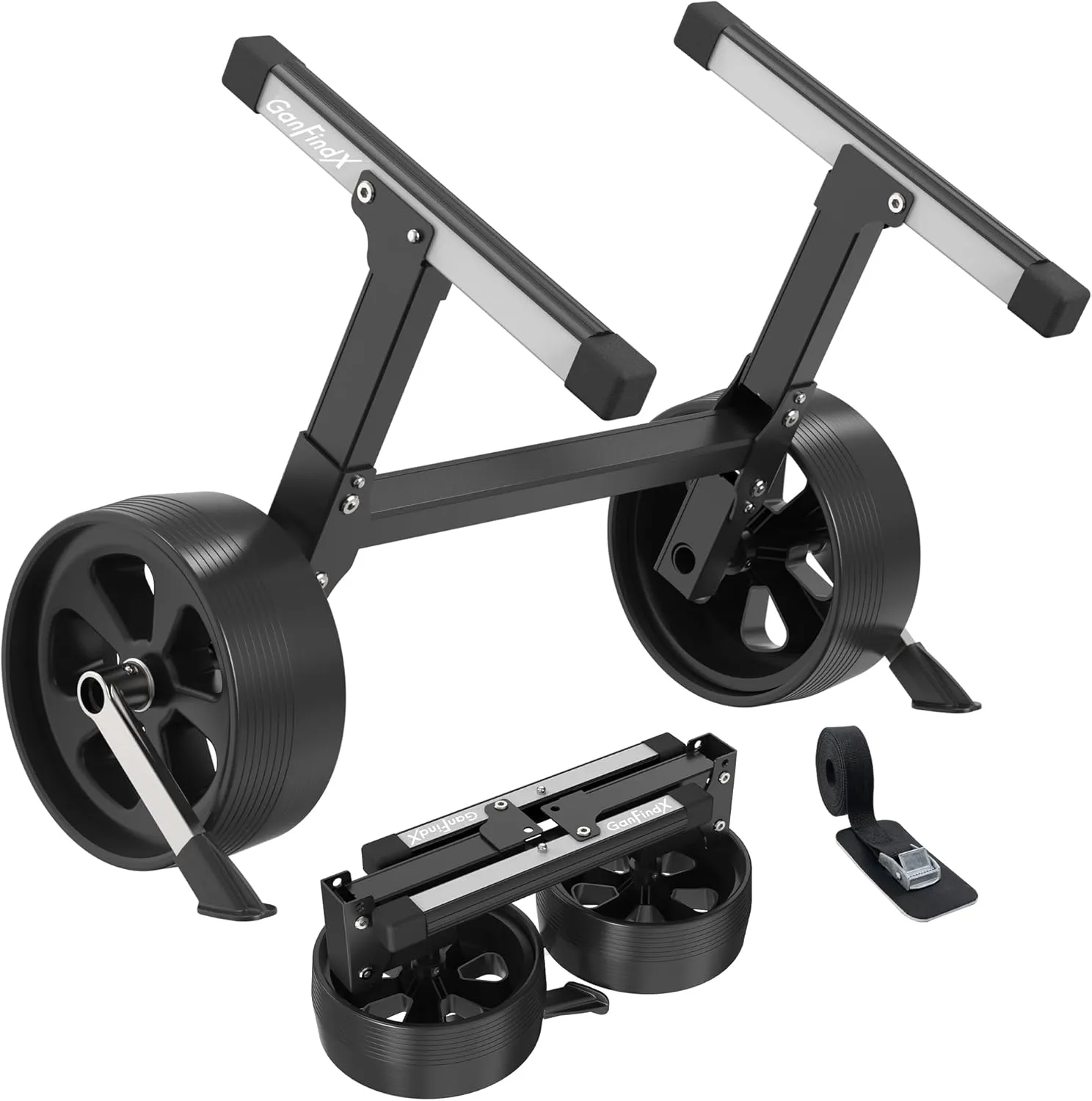 GanFindX Upgraded Foldable & Aluminium Kayak Cart Dolly Equipped with Elastic Straps | Lightweight Kayak Cart, Kayak Trolley, Canoe Cart