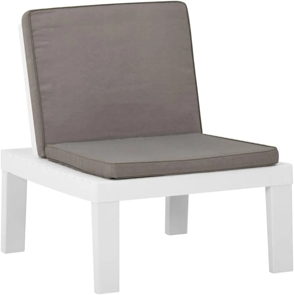 Garden Chairs, Front Porch Chairs, Patio Lounge Chairs with Cushions 2 pcs, Easy to Clean Suitable for Indoor, Patio, Deck, Front Porch, Garden Plastic White