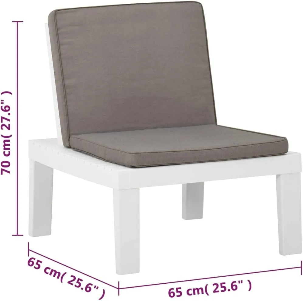 Garden Chairs, Front Porch Chairs, Patio Lounge Chairs with Cushions 2 pcs, Easy to Clean Suitable for Indoor, Patio, Deck, Front Porch, Garden Plastic White