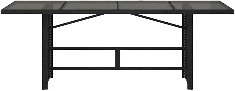 Garden Table Black PE Rattan - Tempered Glass Outdoor Furniture, Dining, Camping, Kitchen & Side Table