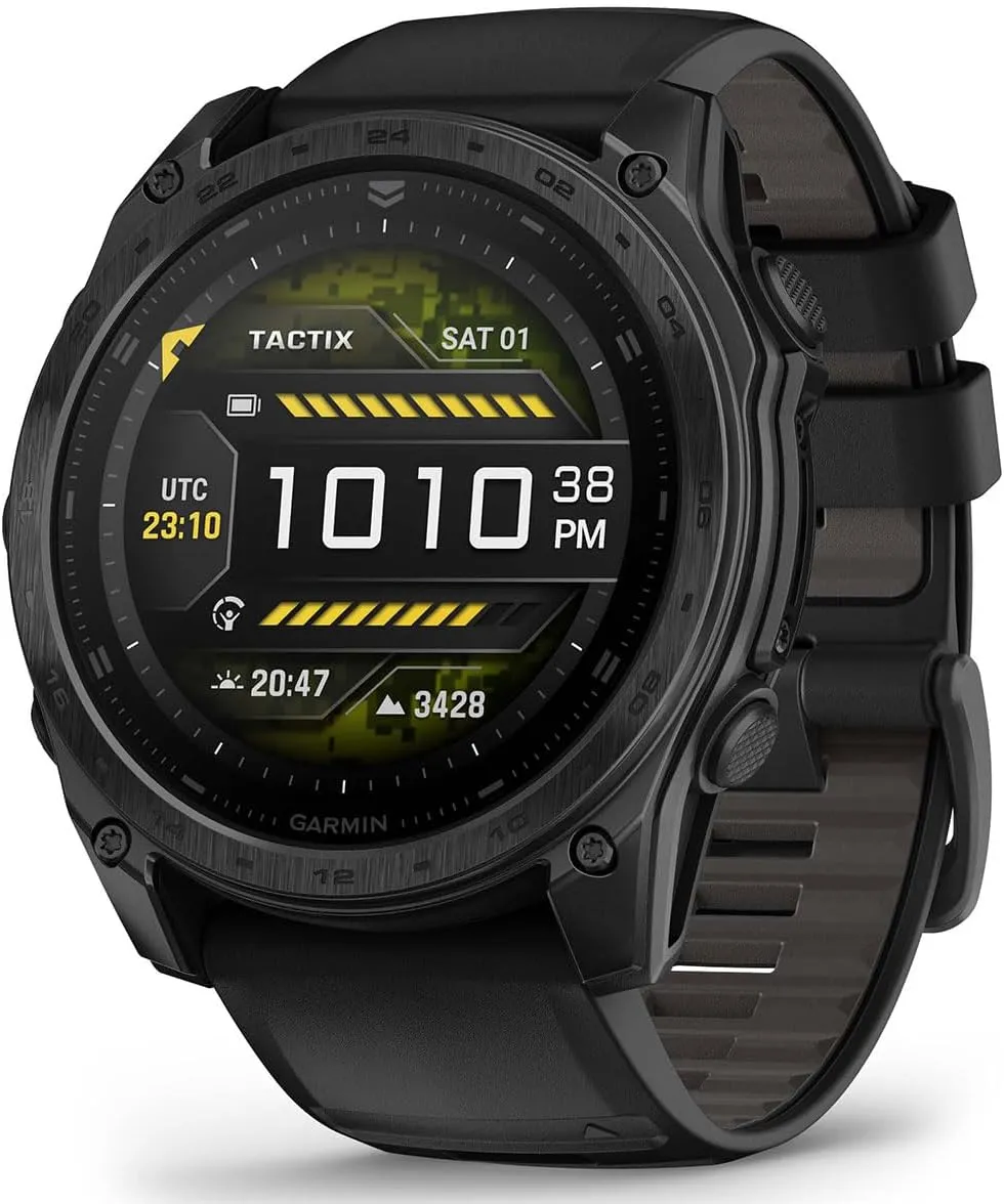 Garmin tactix 8 AMOLED (51mm) Premium Tactical GPS Smartwatch Bundle - Includes Applied Ballistics Ultralight Solver, Built-in LED Flashlight with PlayBetter Portable Charger & HD Screen Protectors