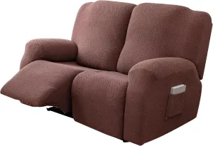 Genina Recliner Loveseat Cover Stretch Couch Covers Sofa slipcover for 2 Seat Reclining Couch Thick Jacquard Furniture Protector (Chocolate)