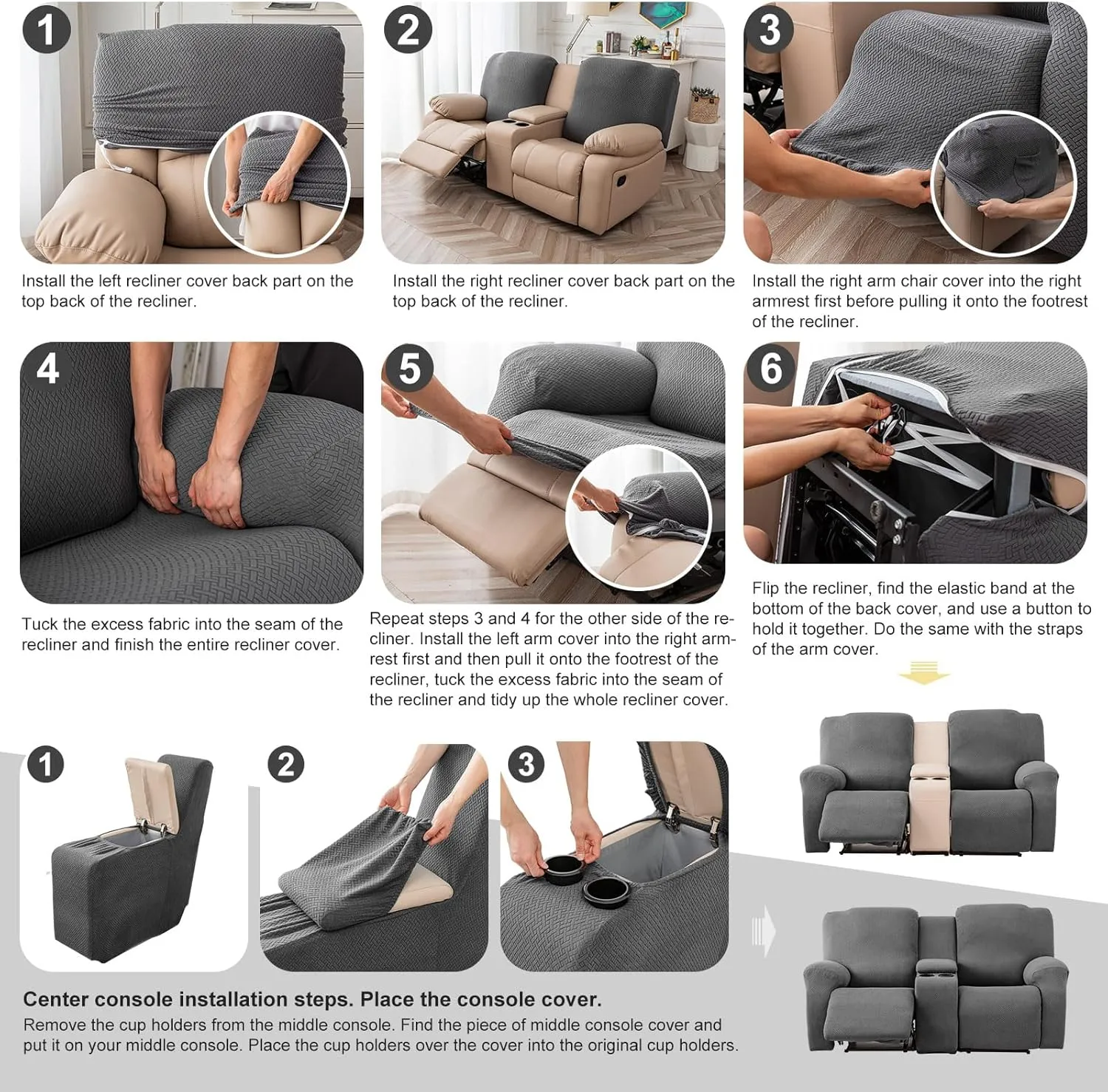 Genina Recliner Loveseat Cover Stretch Couch Covers Sofa slipcover for 2 Seat Reclining Couch Thick Jacquard Furniture Protector (Chocolate)