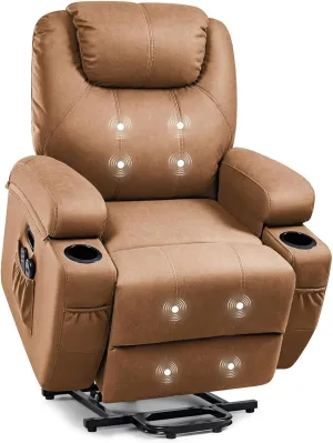 Genuine Leather Dual Motor Lift Recliner Chair with Adjustable Massage, Power Reclining Sofa for Elderly Adults, High Back Seating for Theater and Living Room