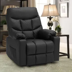 Genuine Leather High Back Power Recliner Chair with Adjustable Massage and Lift for Elderly, Sofa Seating for Living Room, Bedroom and Home Theater
