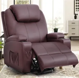 Genuine Leather Power Lift Recliner Chair Massage Adjustable for Elderly Single Theater Seating Reclining Sofa Ergonomic Chair with Lumbar Support