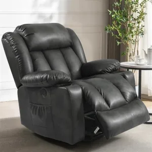 Genuine Leather Power Lift Recliner Chair Massage Adjustable for Elderly Theater Seating Single Reclining Sofa Ergonomic Living Room Chair with Lumbar Support