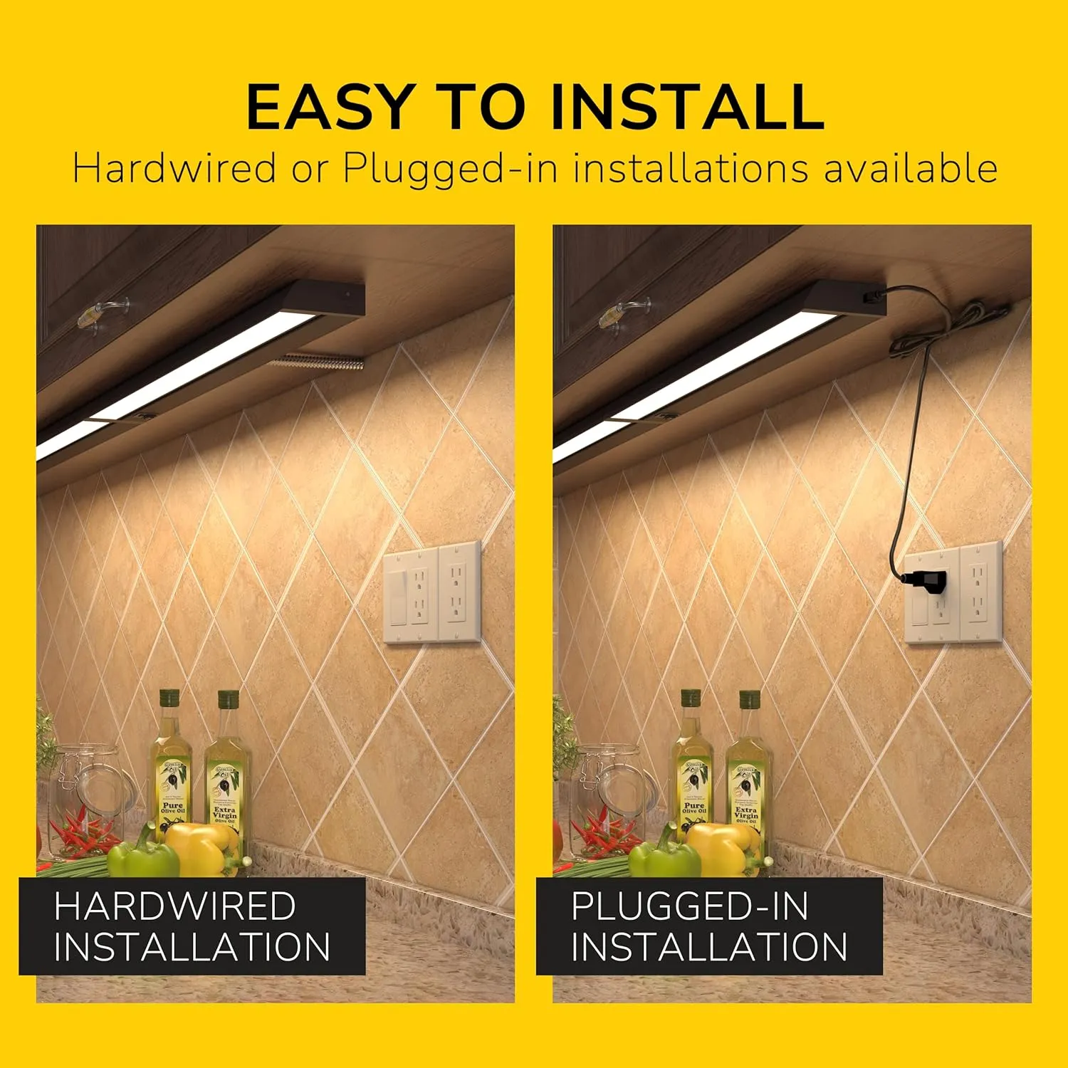 GETINLIGHT 9-inch Swivel LED Under Cabinet Lights, Glass Lens, Selectable White 2700K/4000K/5000K, Dimmable with Wall Dimmers, Bronze Finish, IN-0202-0-BZ