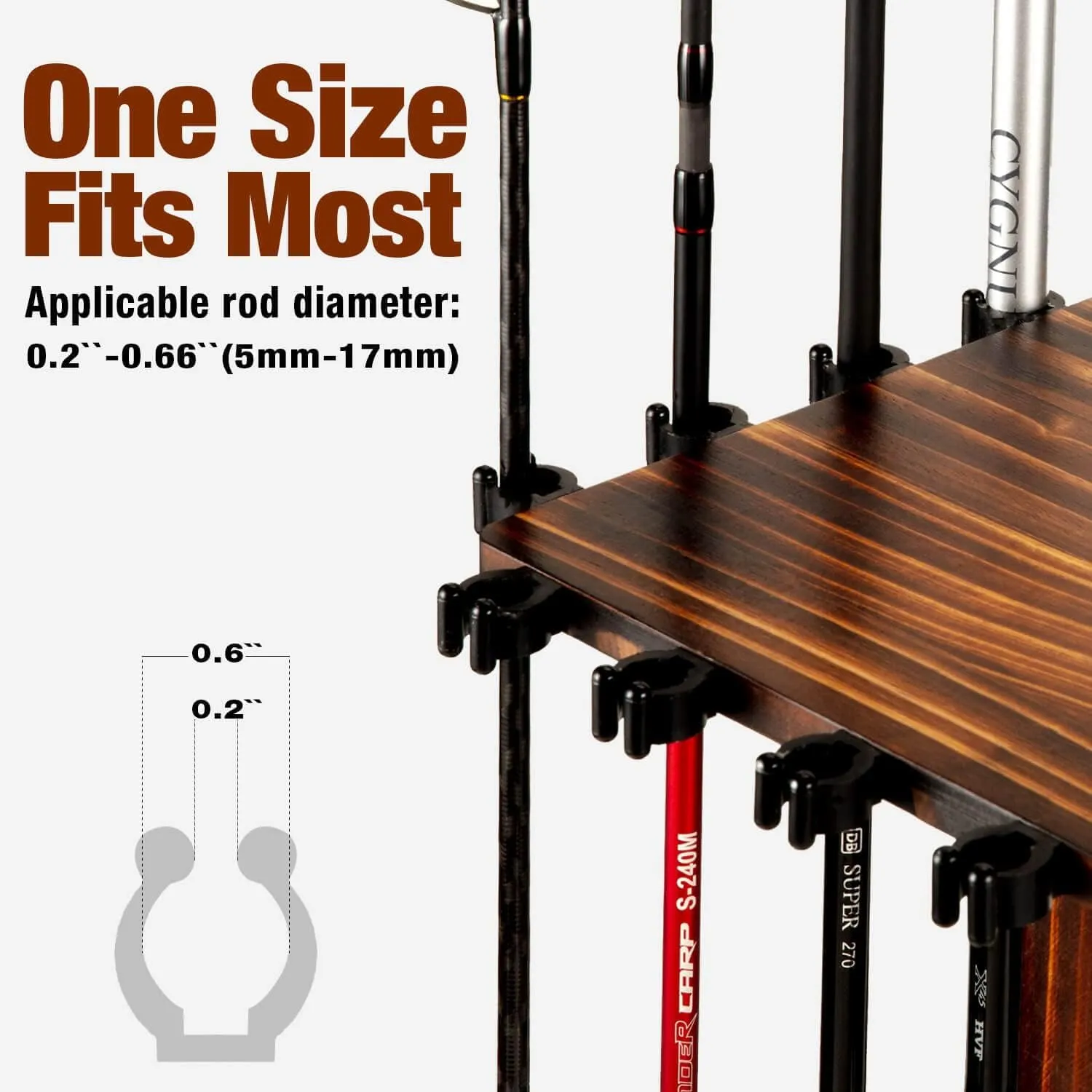 Ghosthorn Fishing Rod Holders for Garage 360 Degree Rotating Fishing Pole Rack, Floor Stand Holds up to 16 Rods Wood Fishing Gear Equipment Storage Organizer, Fishing Gifts for Men