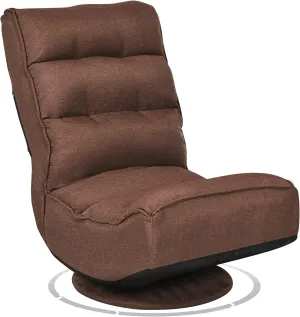 Giantex 360 Degree Swivel Gaming Chair, 6 Position Adjustable Folding Floor Chair, 300lb Spring Support, Comfortable Padded Backrest, Lazy Sofa Chair Game Rocker for Teens Adults (Coffee)
