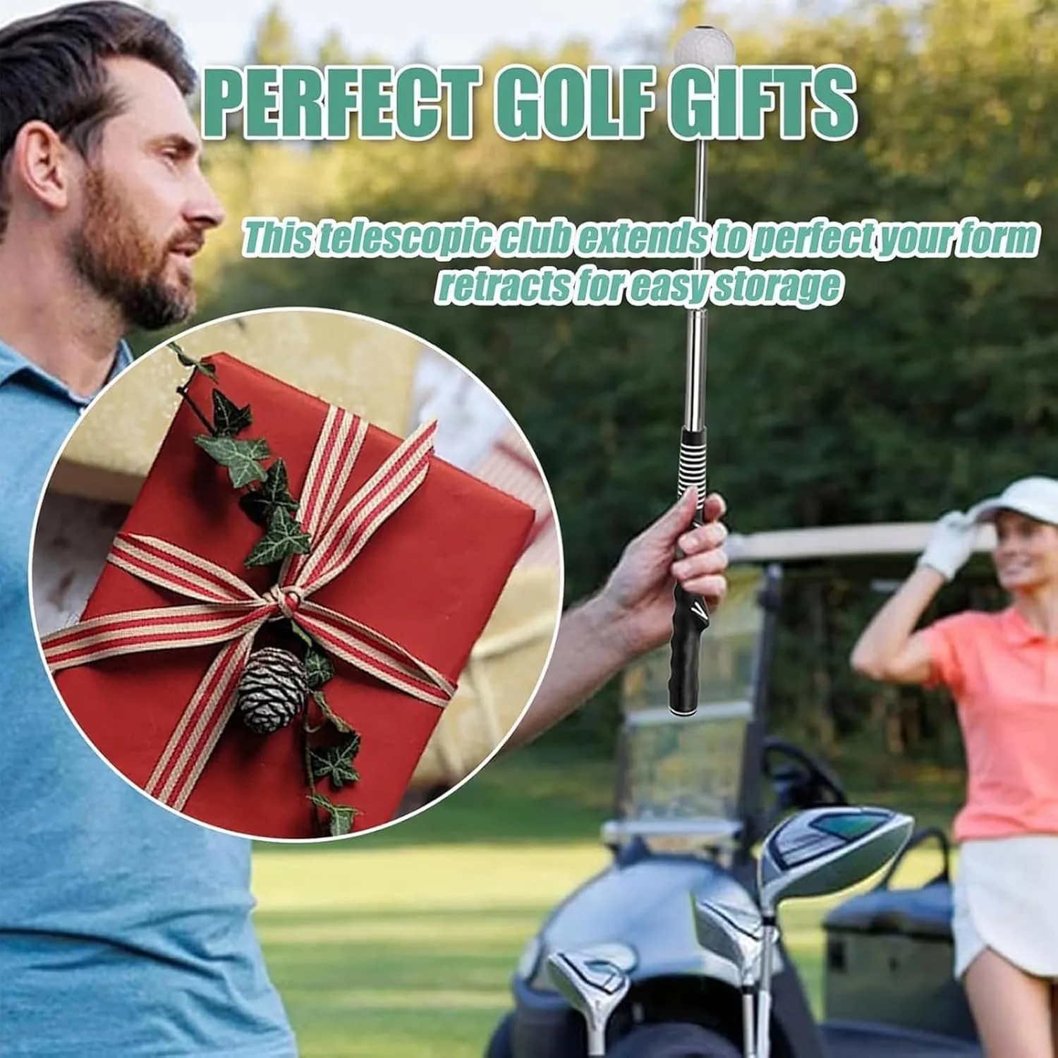 Gloryboom Telescopic Club, Retractable Golf Swing Training Aid, Gloryboom Golf, Golf Grip Trainer with Click Feedback, for Beginners Professionals, Rhythm, Power & Grip Training