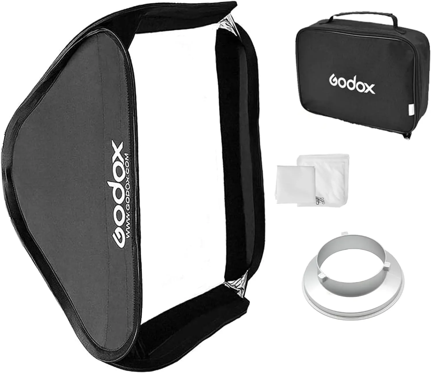 Godox Softbox 60cm x 60cm Portable Collapsible Softbox with Quick Release Bowens Mount Speedring Adapter for Studio Photography - 24" x 24"