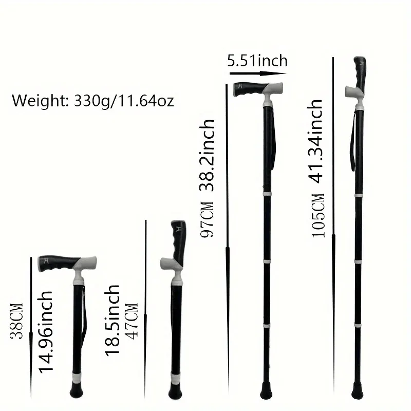 Golden Lightweight Hiking Pole Cane for Seniors and Outdoor Hiking