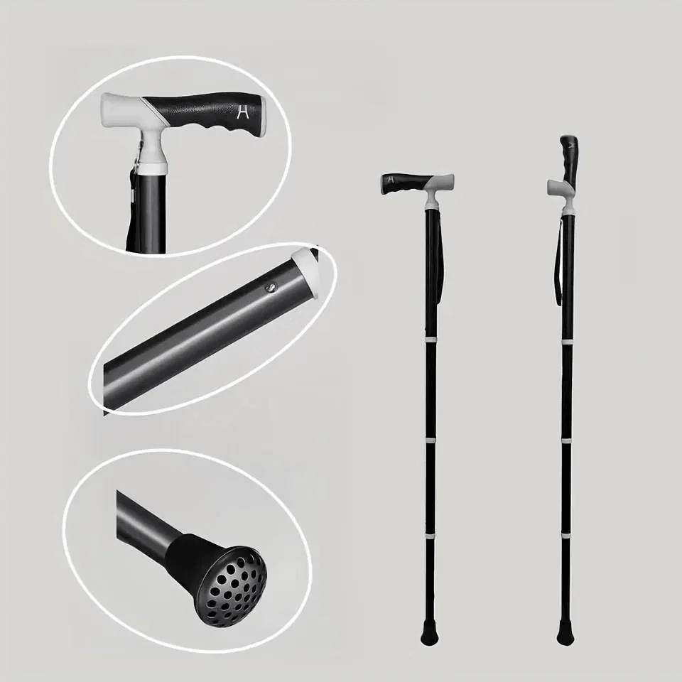 Golden Lightweight Hiking Pole Cane for Seniors and Outdoor Hiking