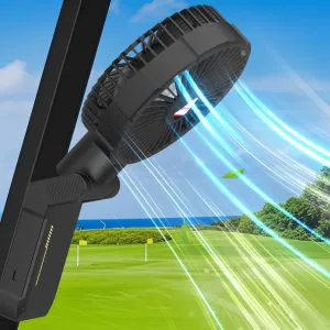 Golf Cart Fan Magnetic, Rechargeable Cruise Fan,10400mah Battery Operated Portable Outdoor Camping Fan with Clamp, Led Lantern, Cordless USB Fans, 4 Speeds,Timer, Cabin Air Circulator - Black