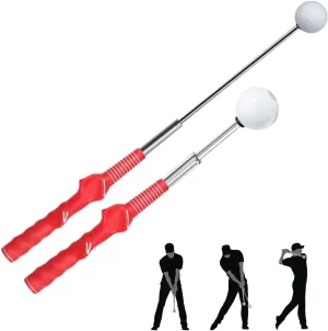 Golf Swing Trainer Telescopic Swing Aid Warm Up for Tempo Grip Strength Right Hand Golf Training Suit for Indoor Outdoor Practice Chipping Hitting Golf Accessories (red)