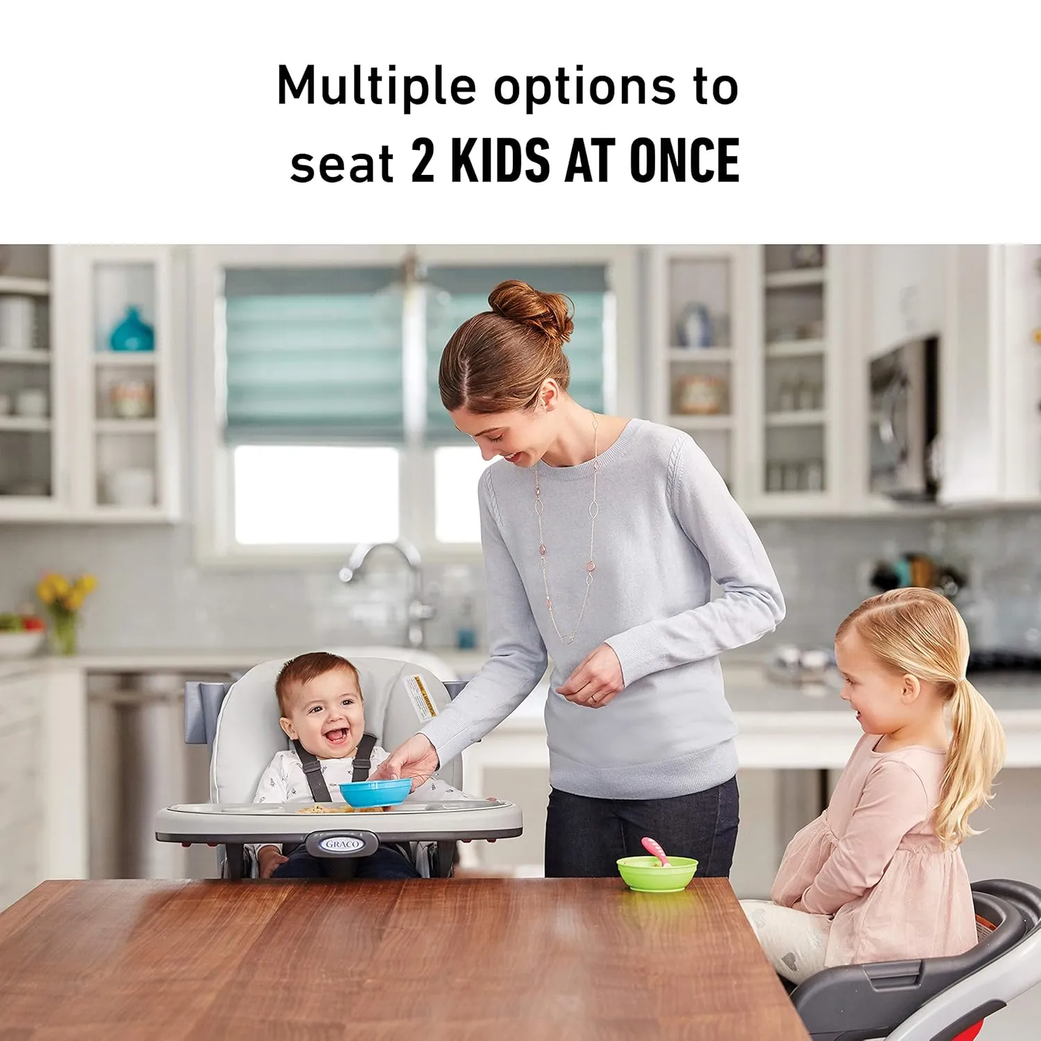Graco Blossom 6 in 1 Convertible High Chair, Redmond, Infant Highchair, Toddlers Booster & Convenient for Travel