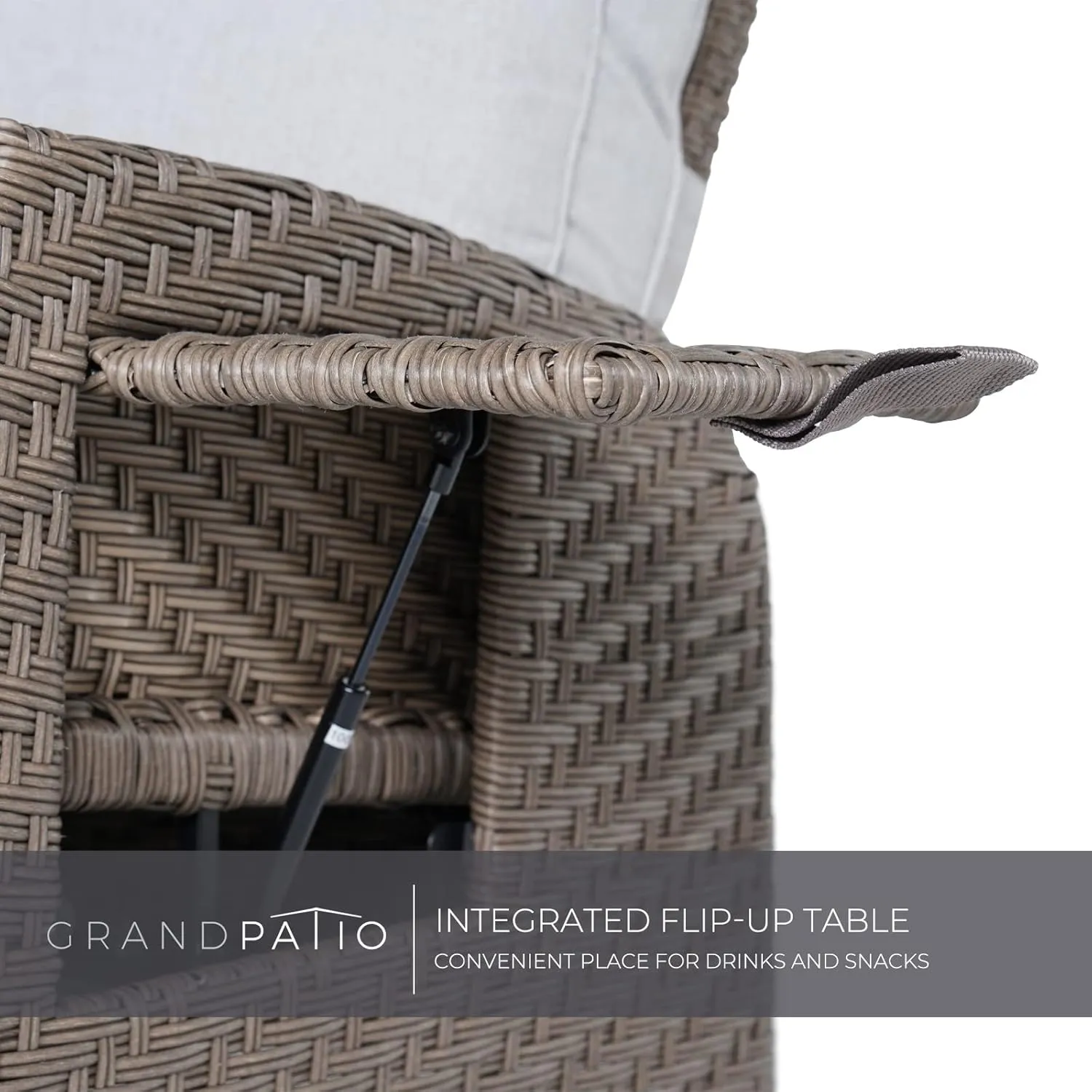 Grand patio Outdoor Reclining Chairs with Extended Footrest 2-Piece Adjustable Patio Wicker,Lounge Recliner up to 150° with Flip Side Table - Mist Grey