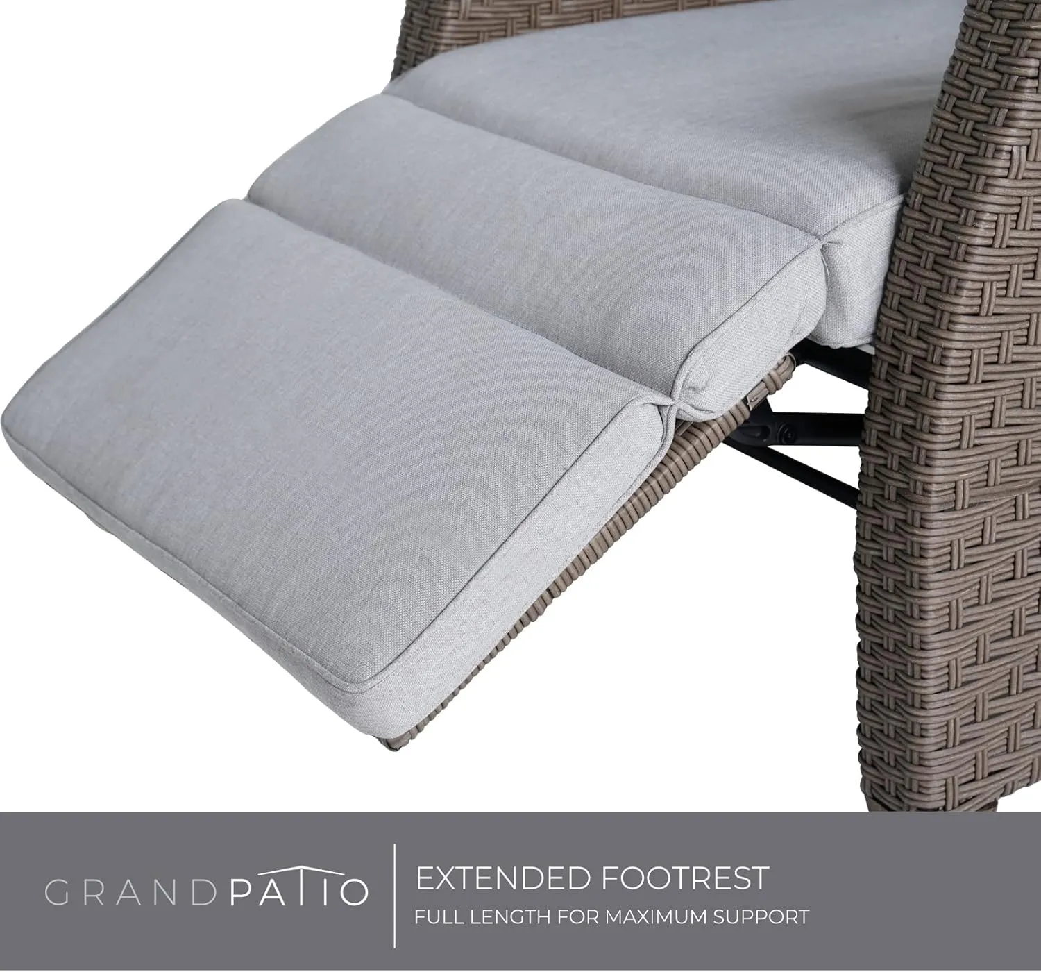 Grand patio Outdoor Reclining Chairs with Extended Footrest 2-Piece Adjustable Patio Wicker,Lounge Recliner up to 150° with Flip Side Table - Mist Grey