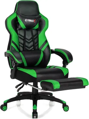 Green Gaming Chair Ergonomic Computer Chair for Adults Teens Reclining Gamer Chair High Back Game Chair Racing Style Desk Chair with Retractable Footrest, Lumbar Support and Headrest