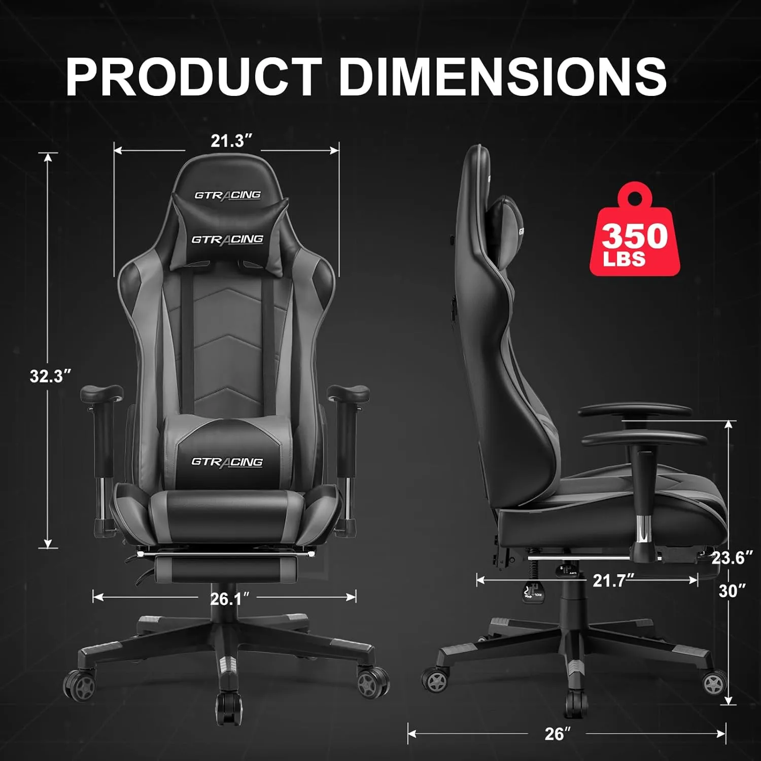 GTRACING Gaming Chair with Footrest, High Back Computer Chair Ergonomic Game Desk Chair Racing Executive Adjustable Swivel Rocker with Headrest and Lumbar Support